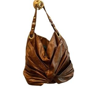 Steve Madden Brown Knot Twist Gathered Shoulder  Bag